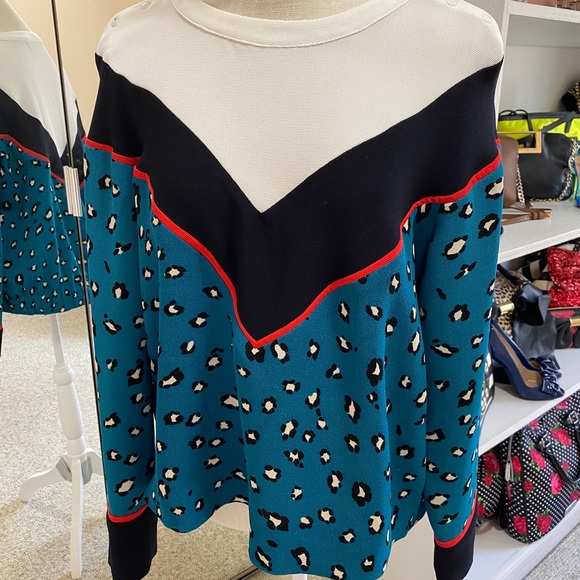 Zara Animal Print color block top Sz medium - Picture 5 of 8